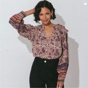Cleobella Multicolor Paisley V-Neck Blouse